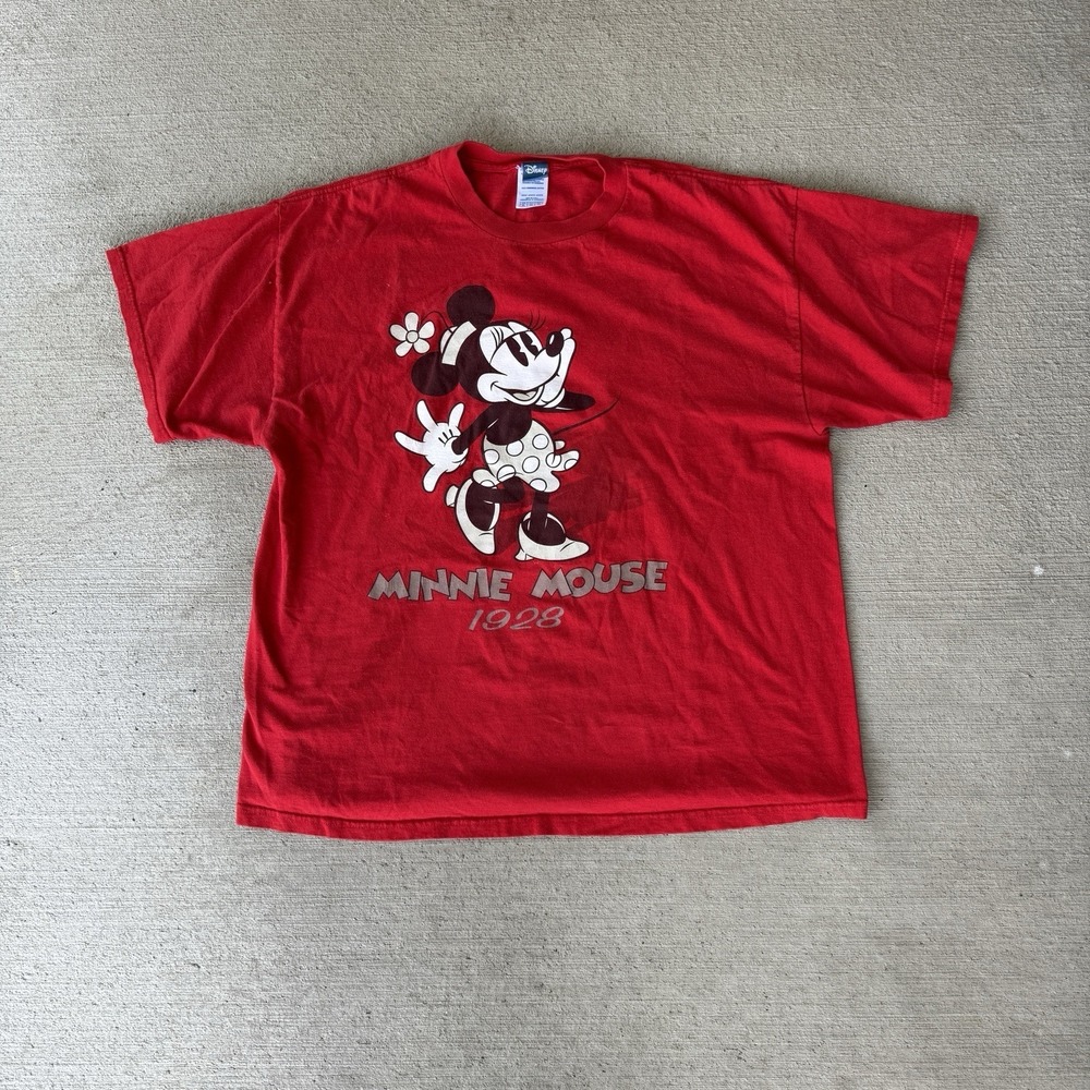 Disney Minnie Mouse California Graphic T-Shirt Red XL 90s Style Double-Sided